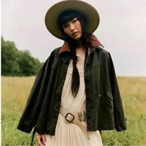Free People We the Free Cori Waxed Jacket in Olive
